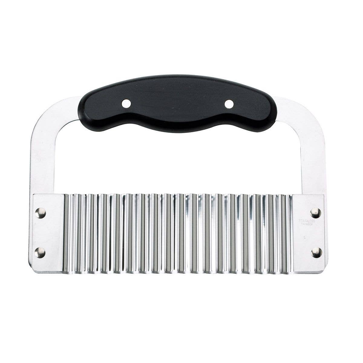 HIC Kitchen Crinkle-Cut Wave Slicer with stainless steel blade and dark handle on a white background