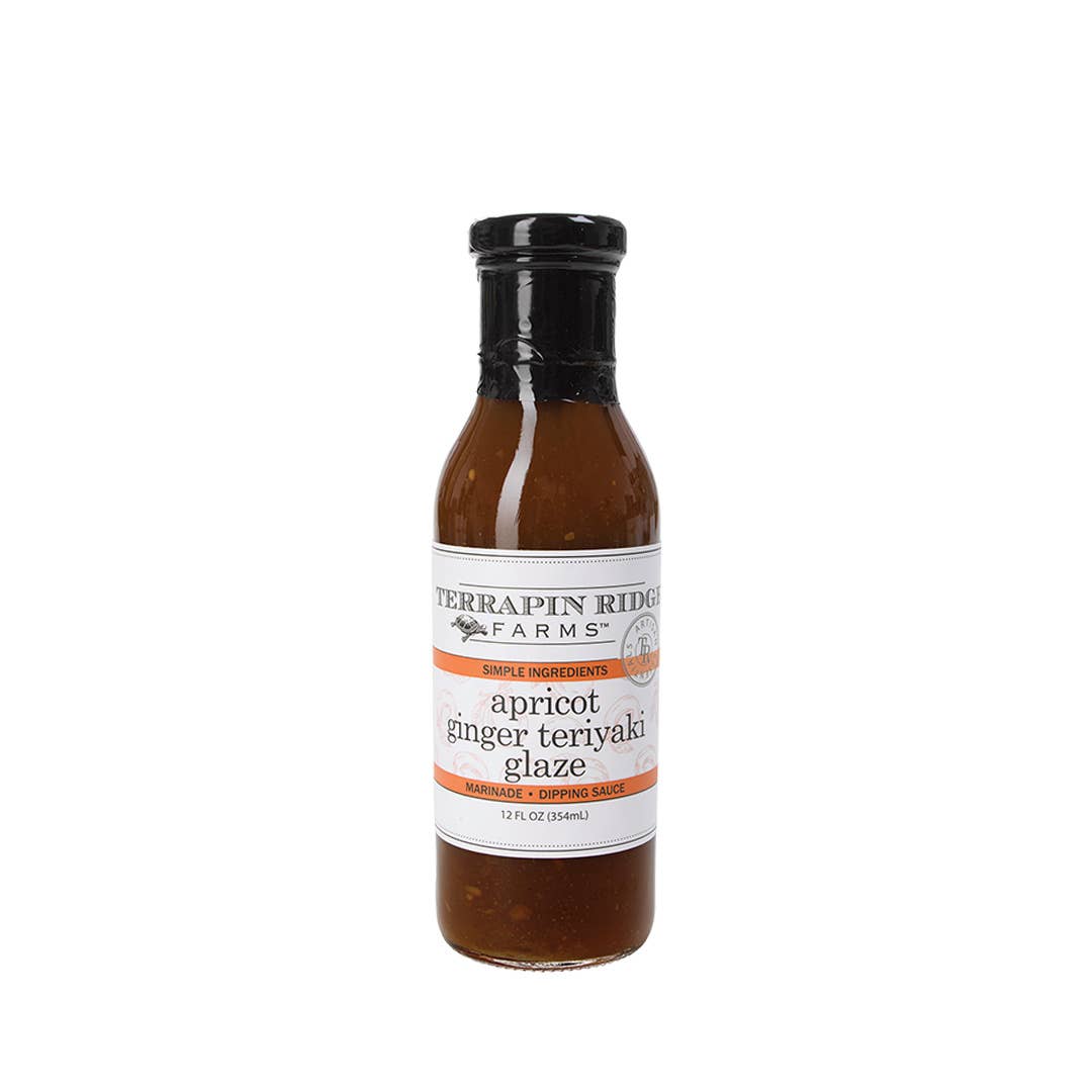 Jar of Terrapin Ridge Farms Apricot Ginger Teriyaki Glaze on a white background
