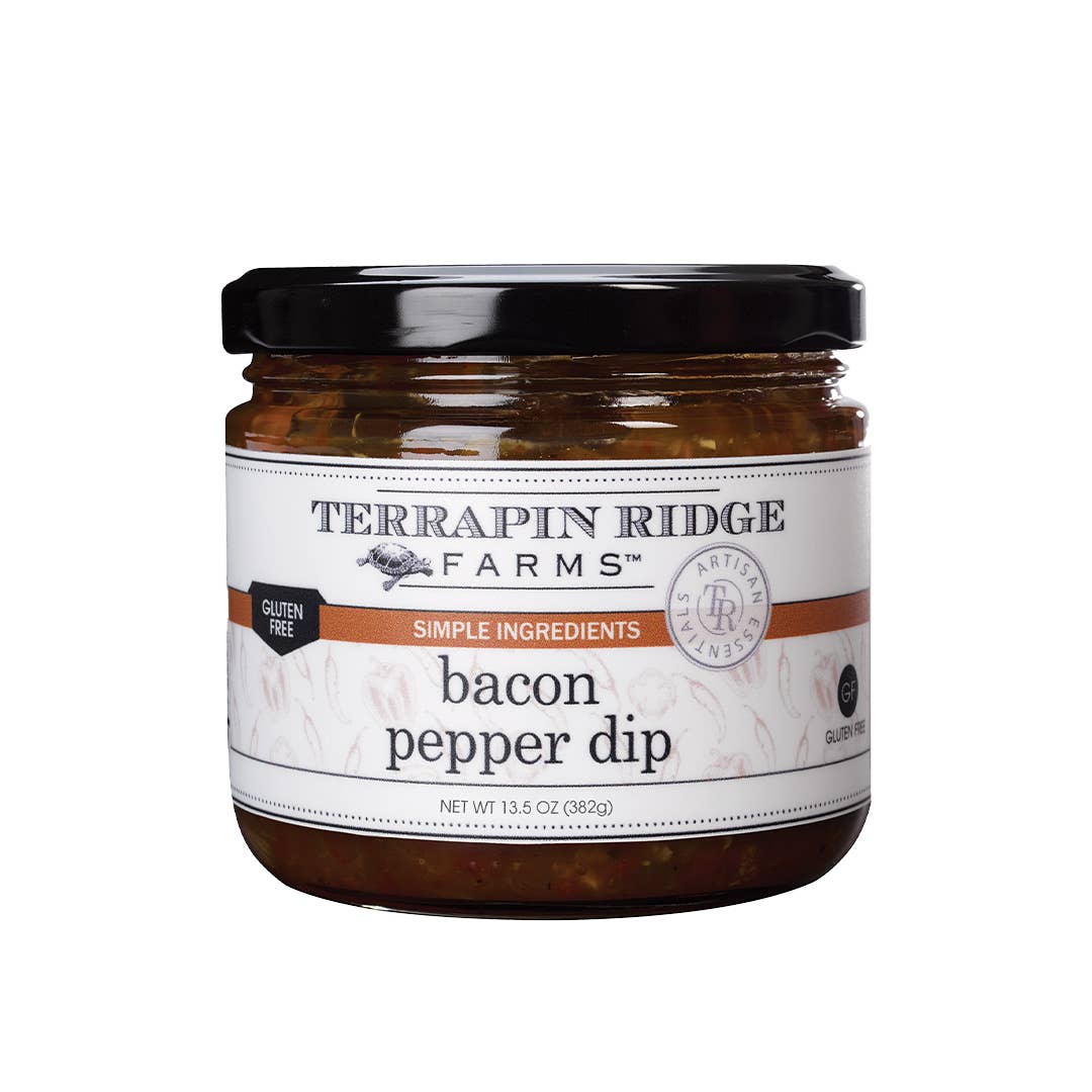 Jar of Terrapin Ridge Farms Bacon Pepper Dip on a white background