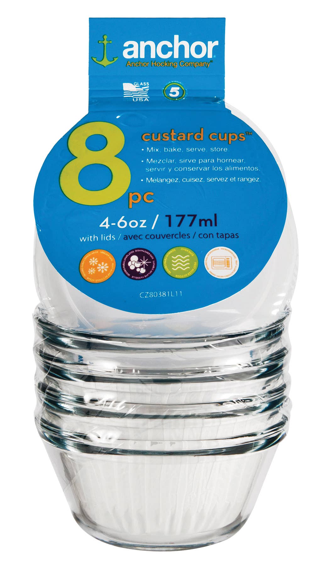 Anchor Hocking custard cups with lids set of 8 product image