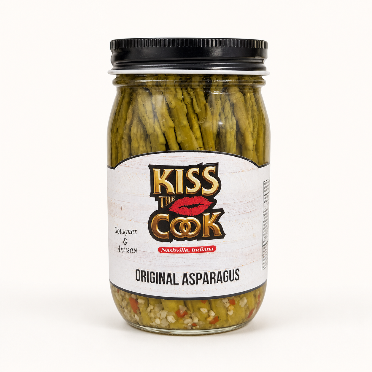 Jar of Kiss the Cook Original Asparagus on a white background