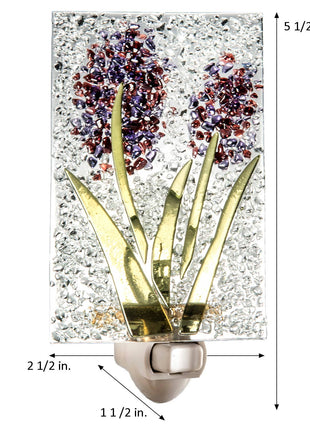 Blue or Purple Flower Fused Glass Night Light J Devlin