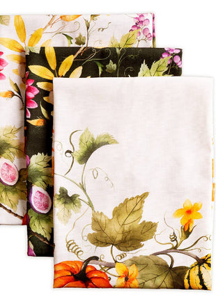 Kitchen Towels-Set of 3-Fall-Pumpkin Garden - Cloudy Cream