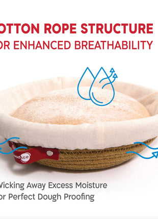 KneadAce Round Cotton Rope Proofing Basket, Solid 9 Inch