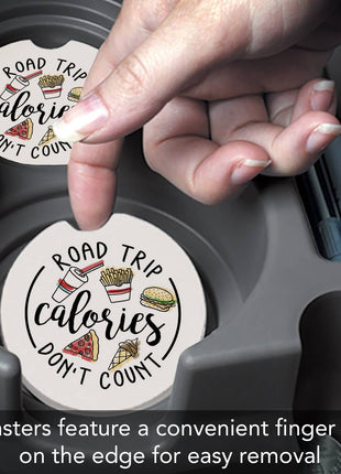 Road Trip Calories Absorbent Stone Car Coaster