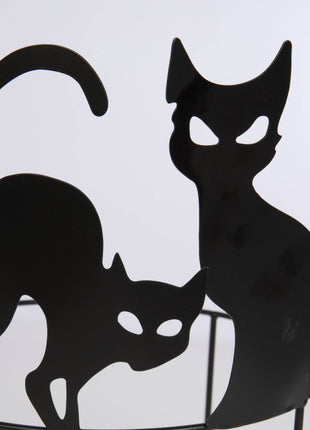 Black Metal Cat Pumpkin Stand