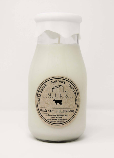 Milk Bottle Candle Suck it Up Buttercup