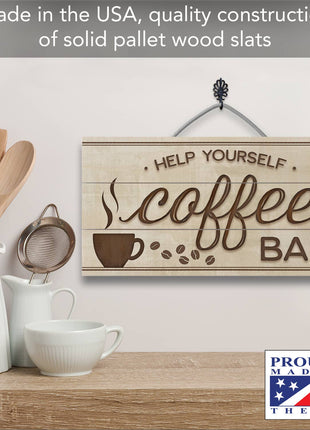 Coffee Bar Pallet Wood Sign - Kitchen Coffee Station Decor