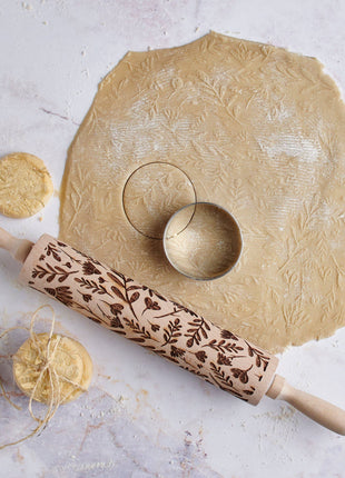 Large Floral Embossing Rolling Pin