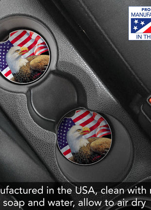 Patriotic car coaster in retail package