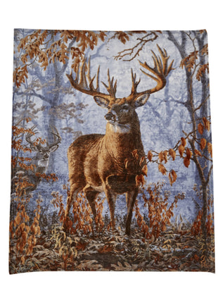 Whitetail Buck Deer Faux Fur Plush Throw Blanket