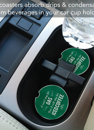 Absorbent Stone Car Coaster - Iced Coffee