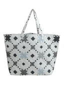 Grey Diamond Square Pattern Quilted Tote Bag