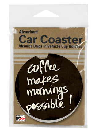 Round coffee-themed stone car coaster for vehicle cup holder