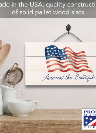 America the Beautiful Pallet Wood Sign, 12 x 6