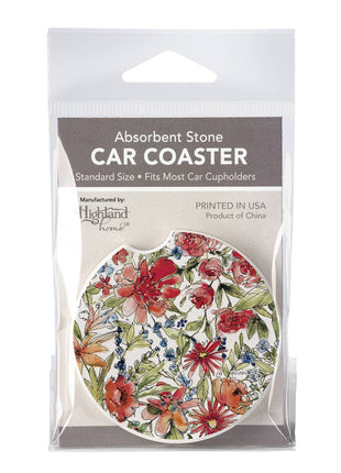 Americana Mood - Floral Absorbent Stone Car Coaster 1 Pk