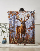 Whitetail Buck Deer Faux Fur Plush Throw Blanket