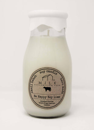 Milk Bottle Candle Be Happy Key Lime