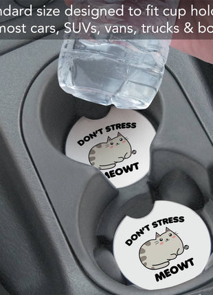 "Meowt" Absorbent Stone Car Coaster 1pk