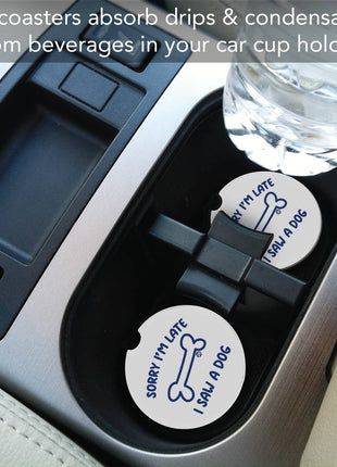 Saw A Dog Stone Car Coaster, Single Pack