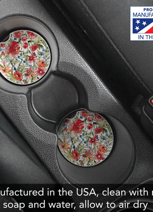 Americana Mood - Floral Absorbent Stone Car Coaster 1 Pk