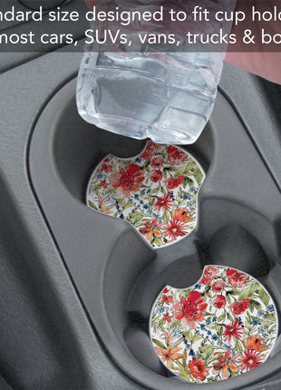 Americana Mood - Floral Absorbent Stone Car Coaster 1 Pk