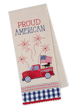 American Truck Embellished Dishtowel