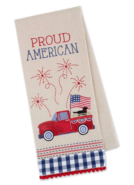 American Truck Embellished Dishtowel