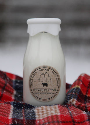 Milk Bottle Candle Forest Flannel (Cotton, Fir Needle)