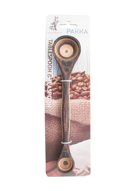 9" Natural Pakka Double Measuring Spoon - Carded