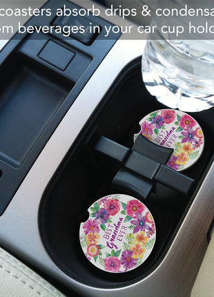 Best Grandma Absorbent Stone Car Coaster, Single Pack