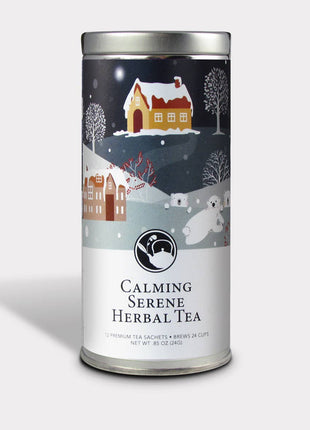 Holiday Joy Village Tea Can Gift-Calming Serene Herbal Tea