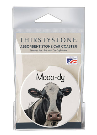 Mooo-dy Stone Car Coaster, Single Pack