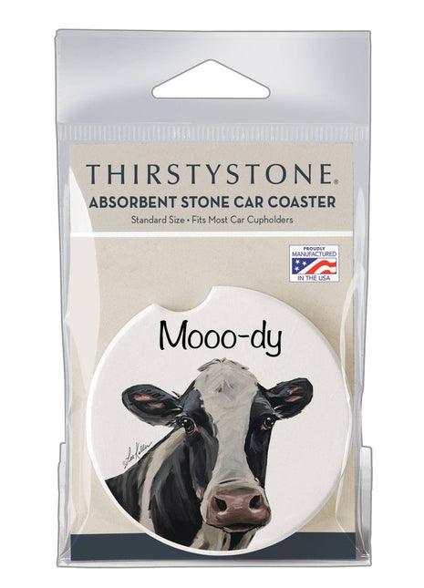 Mooo-dy Stone Car Coaster, Single Pack