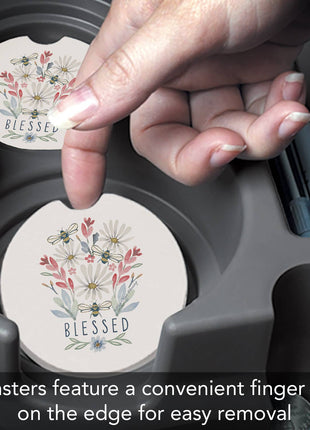 "Blessed Bouquet" Absorbent Stone Car Coaster 1pk