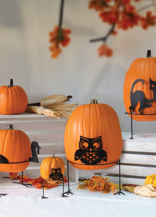 Black Metal Cat Pumpkin Stand