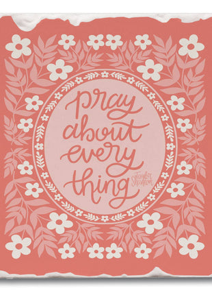 Pray Single Absorbent Tumbled Tile Coaster