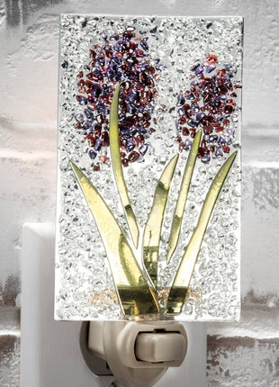 Blue or Purple Flower Fused Glass Night Light J Devlin