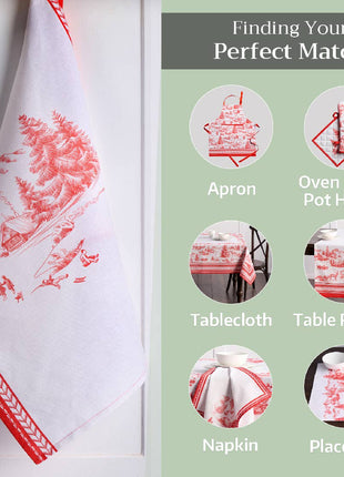 Kitchen Towels 100% Cotton - Set of 3 - Winter Jouy