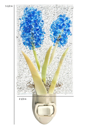 Blue or Purple Flower Fused Glass Night Light J Devlin