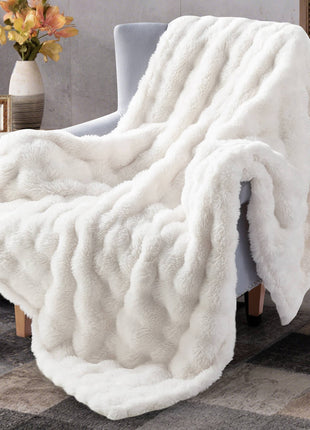 "Polar Bear" Faux Fur Plush Throw Blanket - 50"x70"