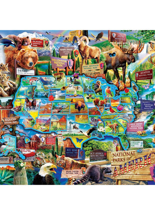 Close-up detail of National Parks of America jigsaw puzzle artwork