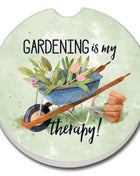 Gardening Is My Therapy absorbent stone car coaster