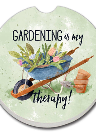 Gardening Is My Therapy absorbent stone car coaster