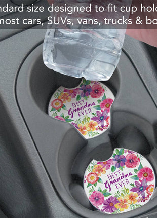 Best Grandma Absorbent Stone Car Coaster, Single Pack
