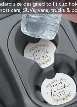 Family, Faith & Friends Absorbent Stone Car Coaster, Single Pack