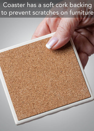 Seek First Single Absorbent Stone Tumbled Tile Coaster