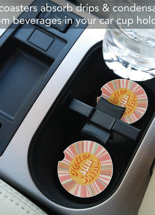 Hello Sun Absorbent Stone Car Coaster, Bulk
