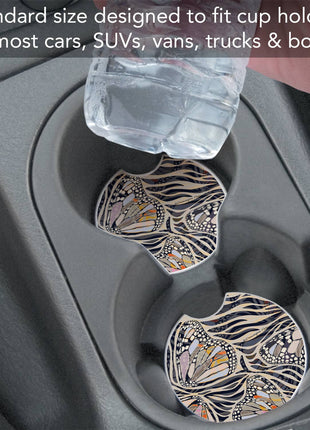 Animal-print stone car coaster for vehicle cup holder