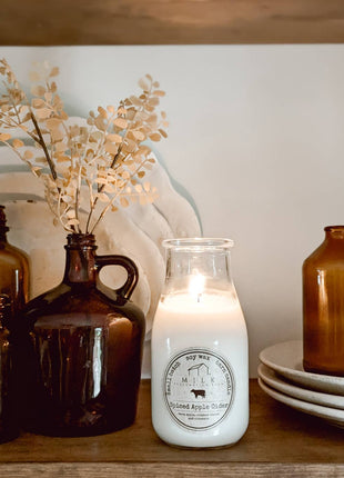 Milk Bottle Candle Spiced Apple Cider